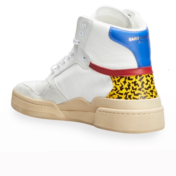Saint Laurent YSL Men's SL 24 Colorblock Mid Top Sneakers  41 EU  8 US - Picture 2 of 5